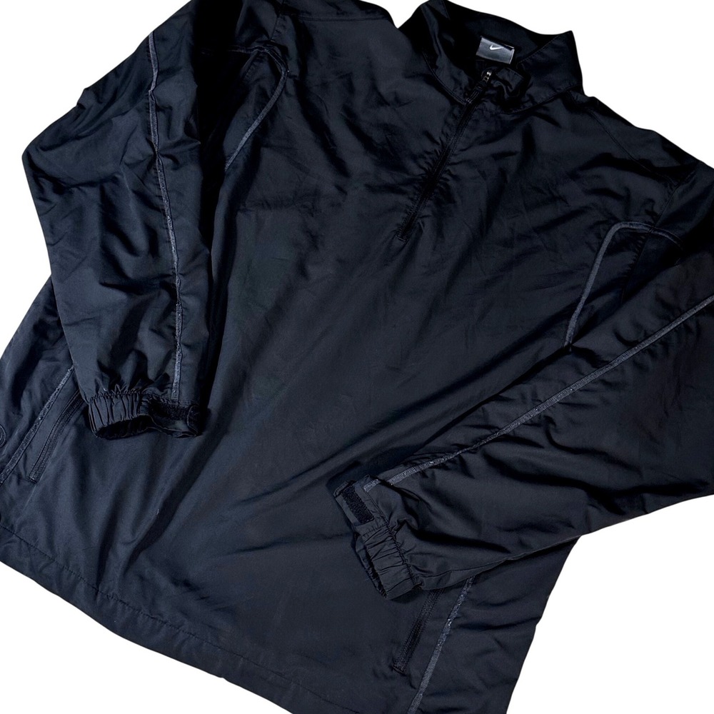 Nike 1/4 Zip Windbreaker Pullover Mens XL Black Mesh Lined 393870-010